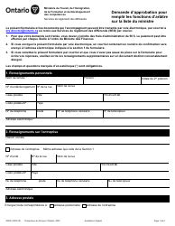 Document preview: Forme 2024F Demande D'approbation Pour Remplir Les Fonctions D'arbitre Sur La Liste Du Ministre - Ontario, Canada (French)