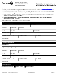 Form 2024E Application for Approval as an Arbitrator on the Minister&#039;s List - Ontario, Canada