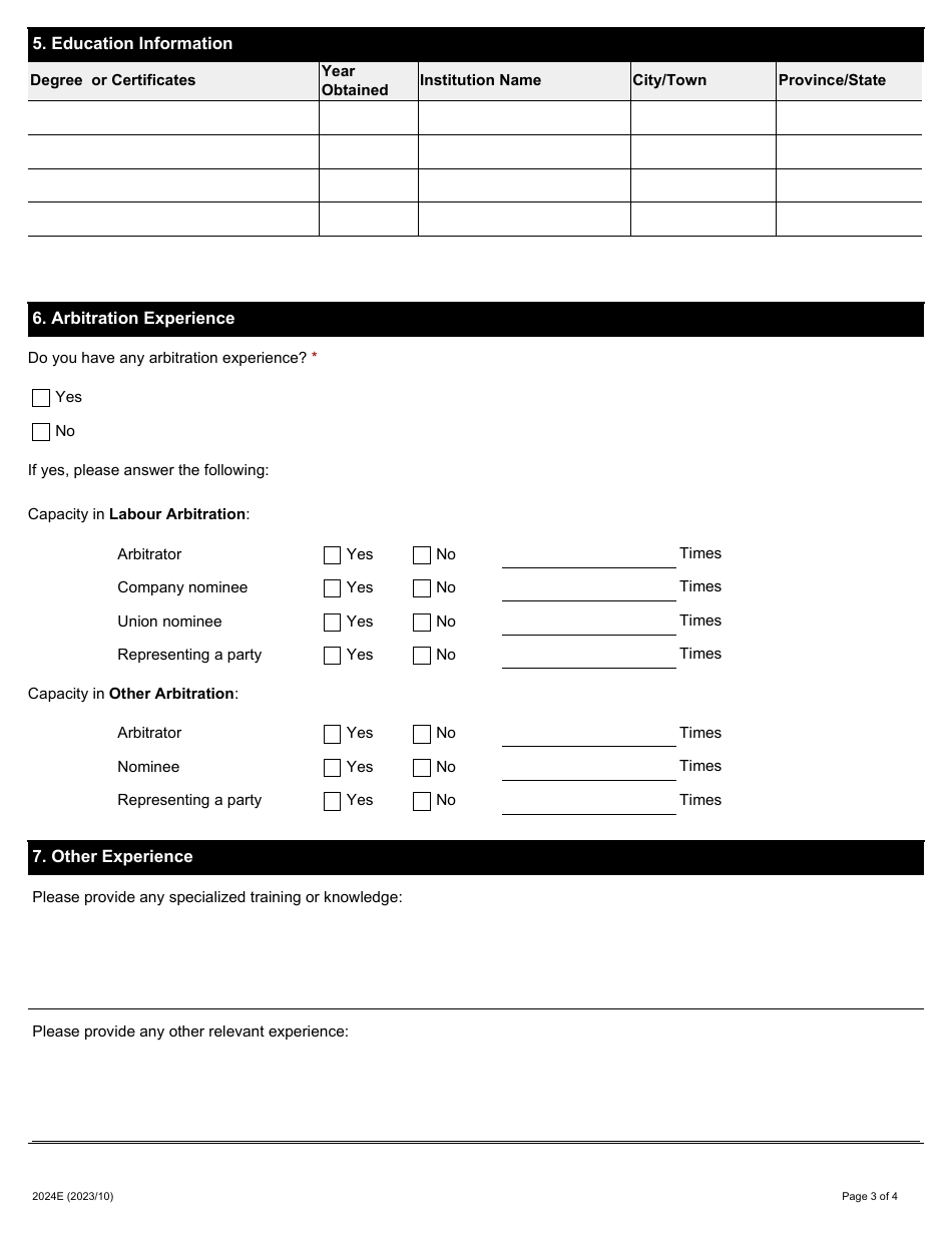 Form 2024E Download Fillable PDF or Fill Online Application for ...