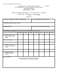 Application for Industrial Health Facility License - Connecticut, Page 2