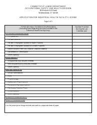 Application for Industrial Health Facility License - Connecticut, Page 3