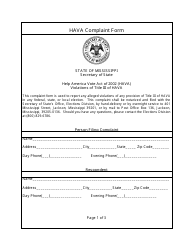 Hava Complaint Form - Mississippi