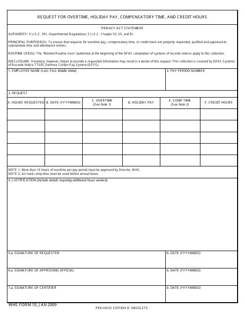 WHS Form 10  Printable Pdf