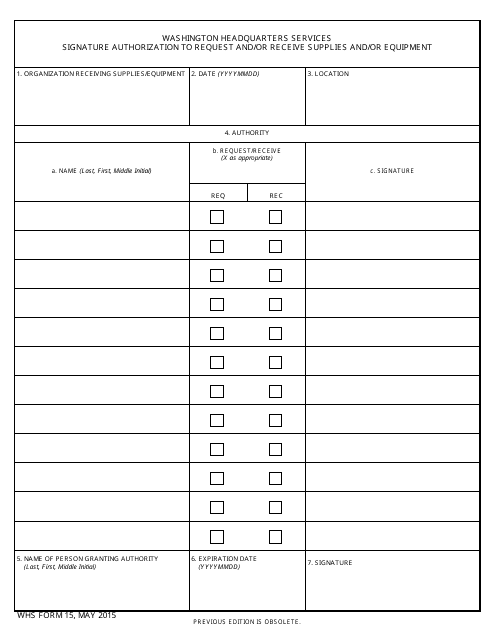 WHS Form 15  Printable Pdf