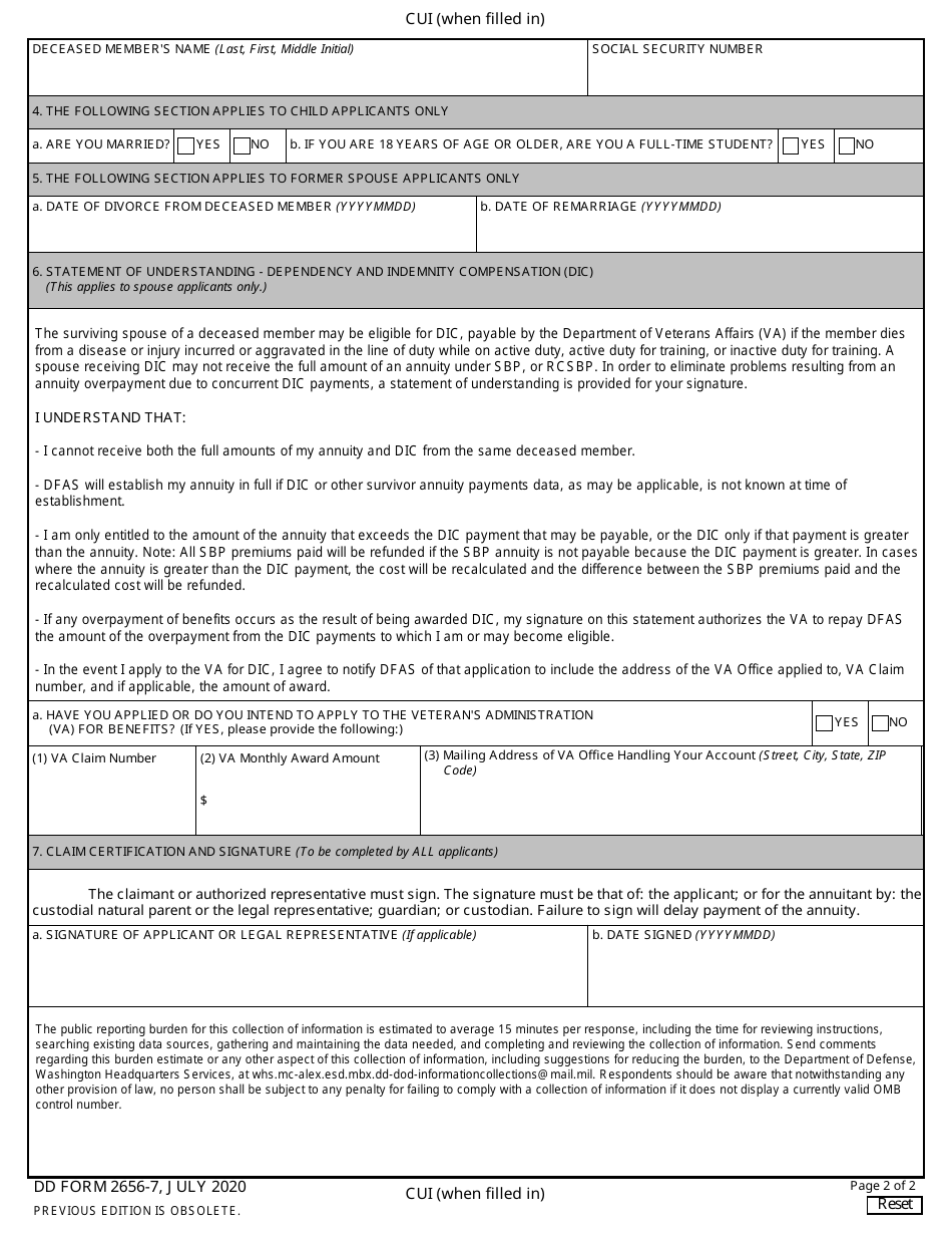 DD Form 2656-7 Download Fillable PDF or Fill Online Verification for ...