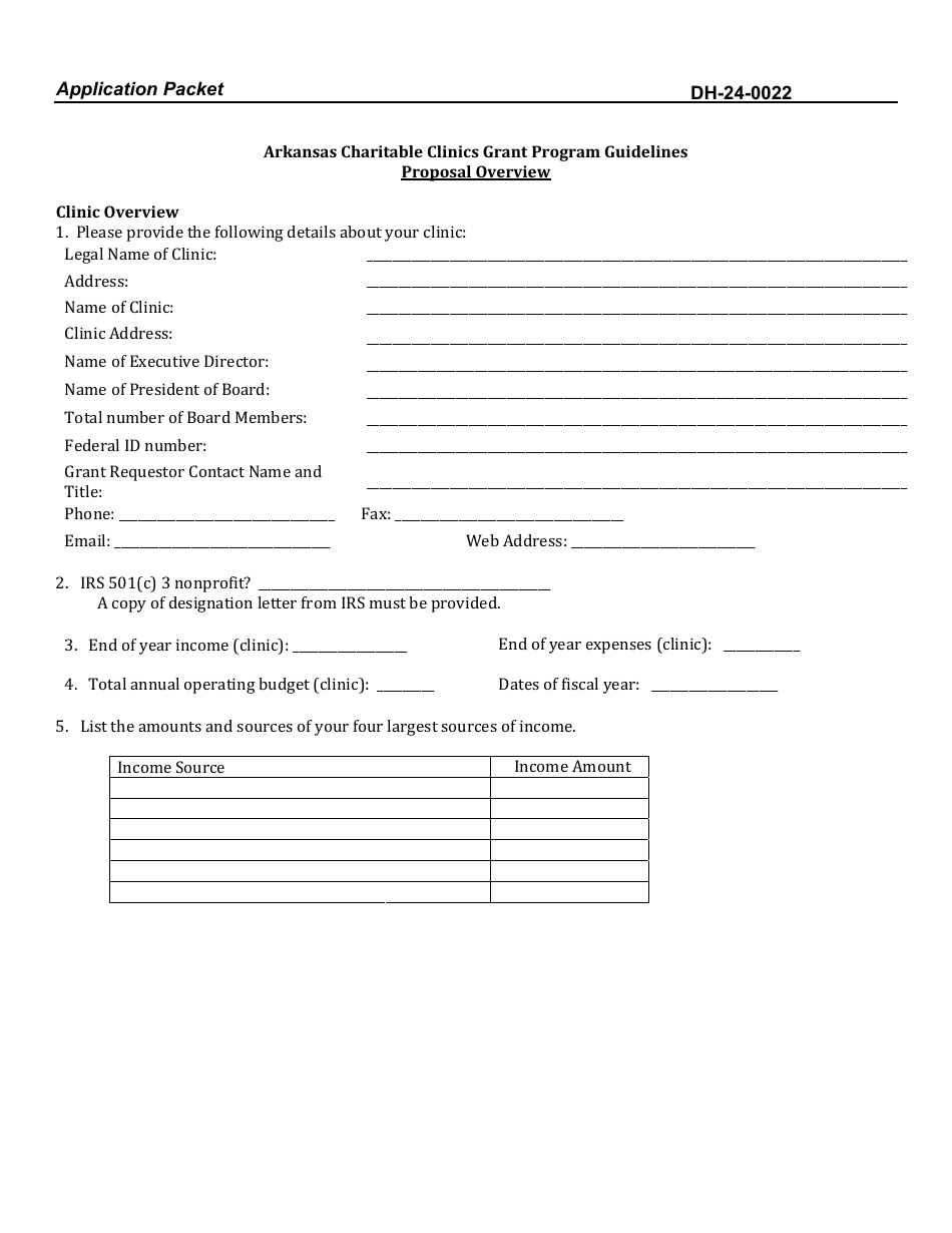 Form DH-24-0022 Notice of Funds Availability Application Packet - Charitable Clinics - Arkansas, Page 9