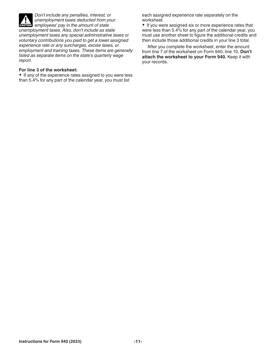Instructions for IRS Form 940 Employers Annual Federal Unemployment (Futa) Tax Return, Page 11