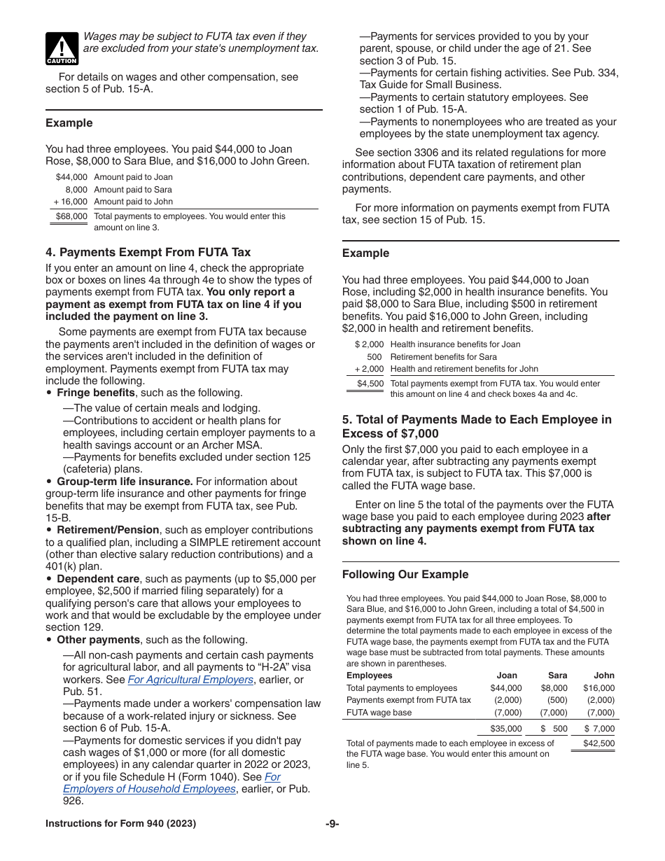 Instructions for IRS Form 940 Employers Annual Federal Unemployment (Futa) Tax Return, Page 9
