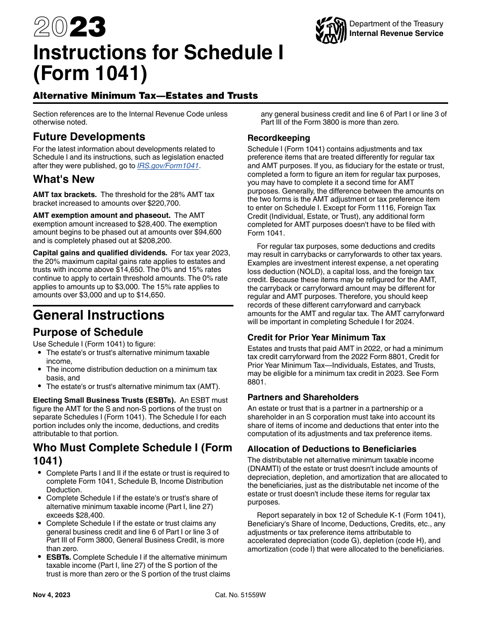 Download instructions for irs form 1041 schedule i alternative minimum