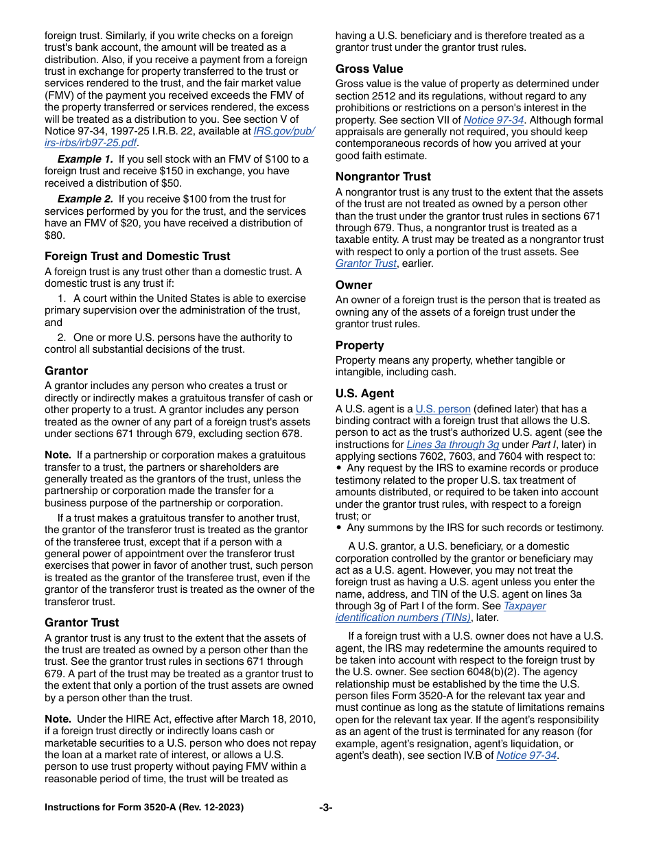Instructions for IRS Form 3520-A Annual Information Return of Foreign Trust With a U.S. Owner, Page 3