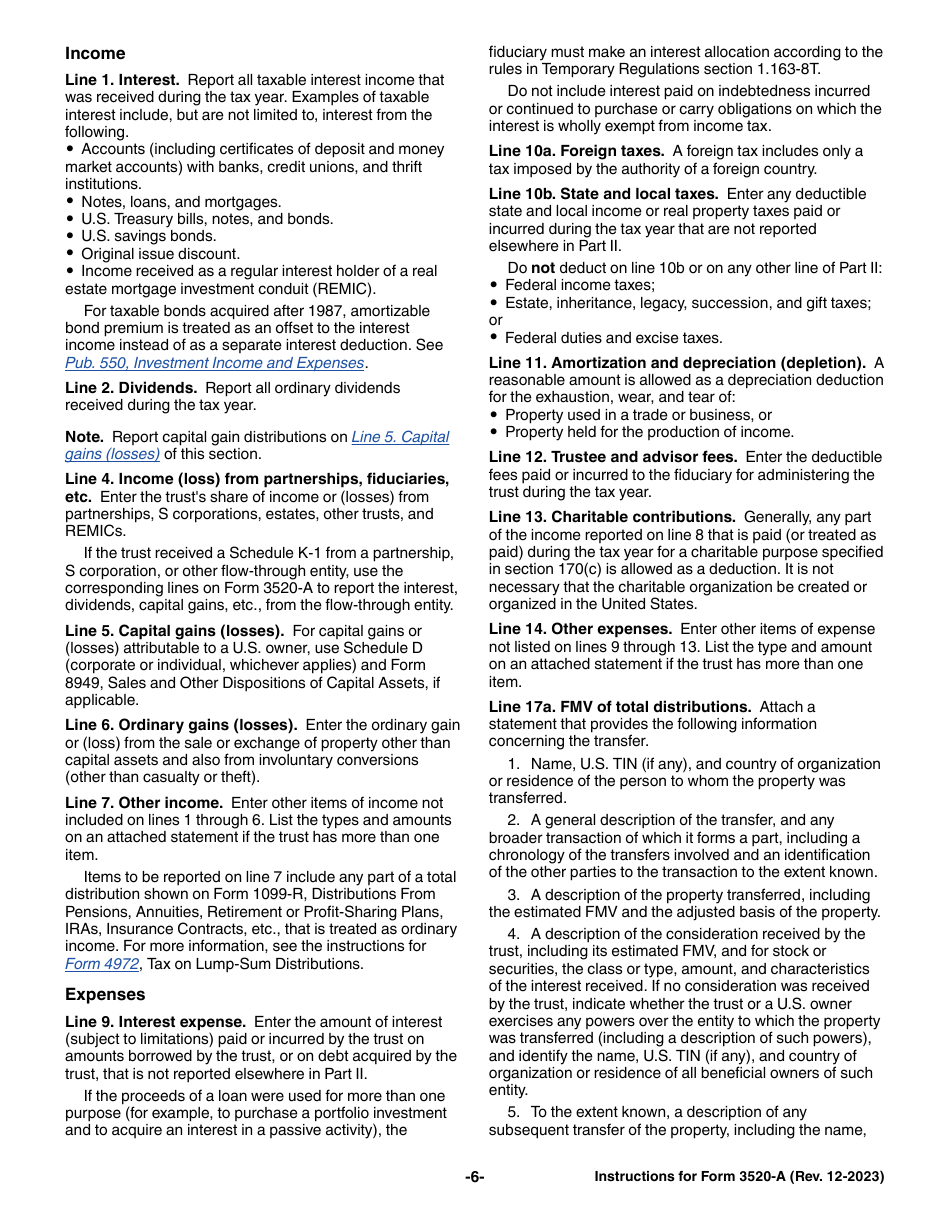 Instructions for IRS Form 3520-A Annual Information Return of Foreign Trust With a U.S. Owner, Page 6