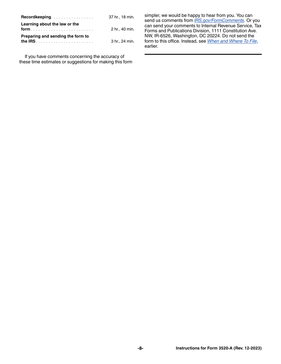 Instructions for IRS Form 3520-A Annual Information Return of Foreign Trust With a U.S. Owner, Page 8