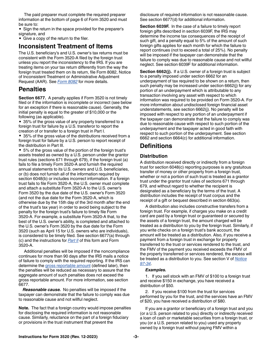 Instructions for IRS Form 3520 Annual Return to Report Transactions With Foreign Trusts and Receipt of Certain Foreign Gifts, Page 3