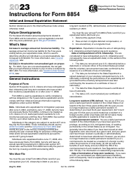 Document preview: Instructions for IRS Form 8854 Initial and Annual Expatriation Statement