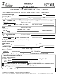Document preview: Licensed Facilities Referral for Fire Safety Inspection - Oregon
