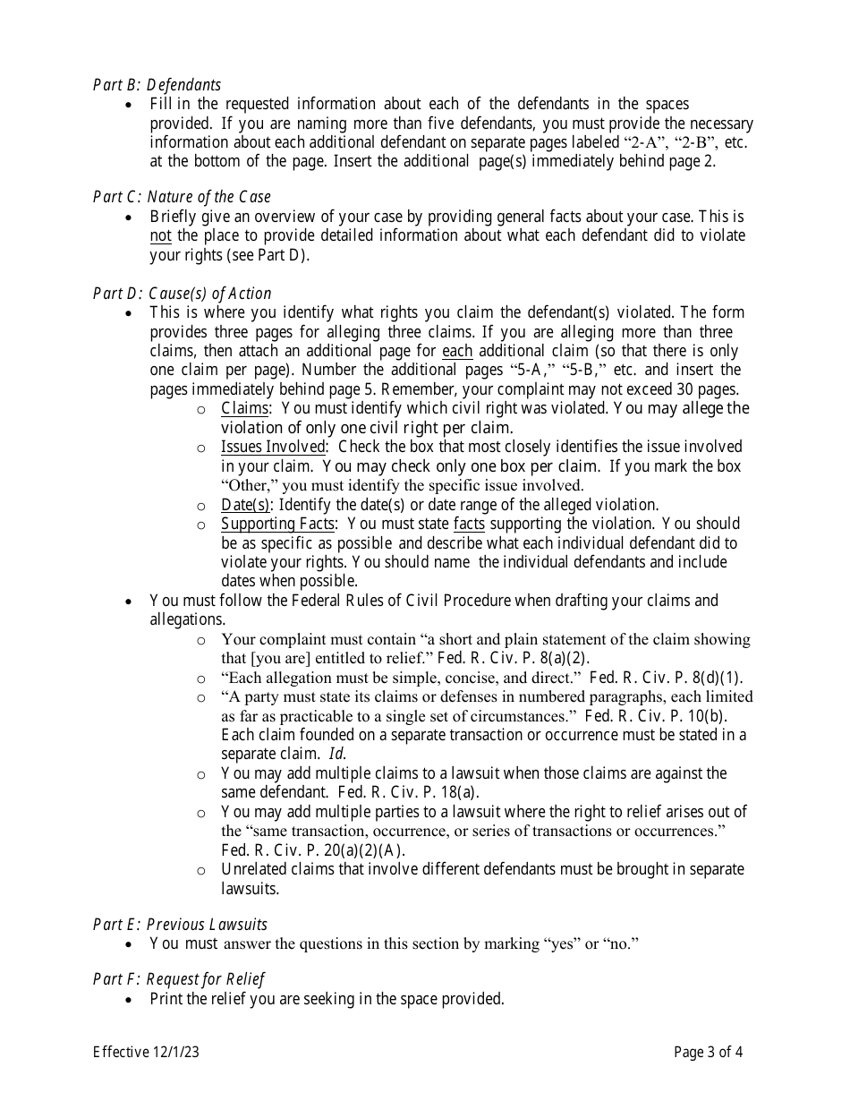 Civil Rights Complaint by an Incarcerated Individual - Nevada, Page 3