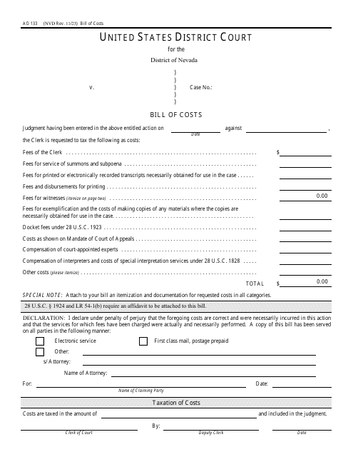 Form AO133  Printable Pdf