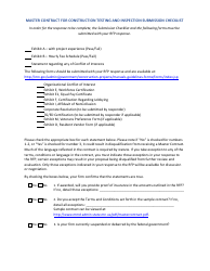 Master Contract for Construction Testing and Inspection Submission Checklist - Minnesota