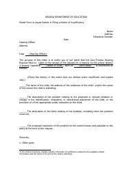 Document preview: Model Form to Assist Parties in Filing a Notice of Insufficiency - Nevada
