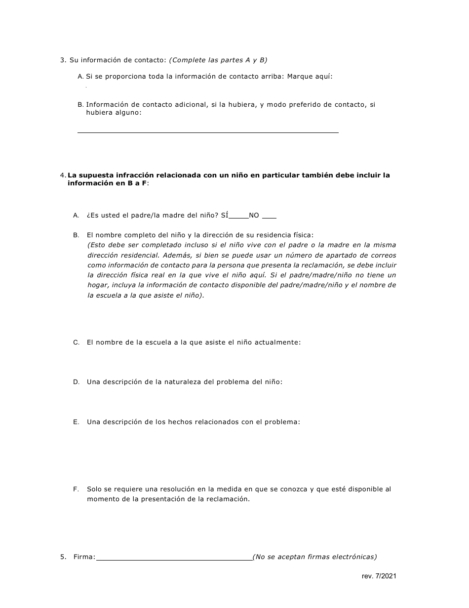 Formulario Modelo Para Ayudar a Organizaciones / Personas a Presentar Una Reclamacion Al Estado - Nevada (Spanish), Page 3