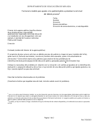 Document preview: Formulario Modelo Para Ayudar a Los Padres/Madres a Presentar La Solicitud Del Debido Proceso - Nevada (Spanish)