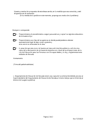 Formulario Modelo Para Ayudar a Los Padres/Madres a Presentar La Solicitud Del Debido Proceso - Nevada (Spanish), Page 2