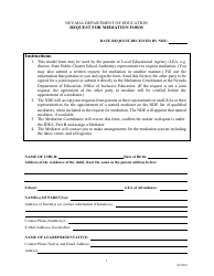 Request for Mediation Form - Nevada
