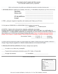 Document preview: La Forma Del Autenticacion Y Apostilla - Wisconsin (Spanish)