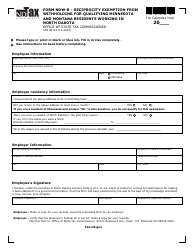 Form NDW-R (SFN28729) Reciprocity Exemption From Withholding for Qualifying Minnesota and Montana Residents Working in North Dakota - North Dakota