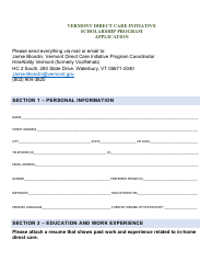 Vermont Direct Care Initiative Scholarship Program Application - Vermont, Page 2