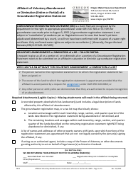 Document preview: Affidavit of Voluntary Abandonment or Diminution (Entire or Partial) of a Groundwater Registration Statement - Oregon
