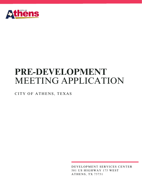 Pre-development Meeting Application - City of Athens, Texas