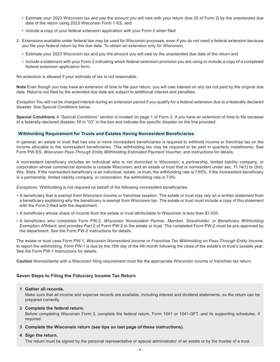 Instructions for Form 2, I-020, I-021 Schedule 2K-1 - Wisconsin, Page 4