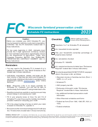 Document preview: Instructions for Form I-025 Schedule FC Wisconsin Farmland Preservation Credit - Wisconsin, 2023