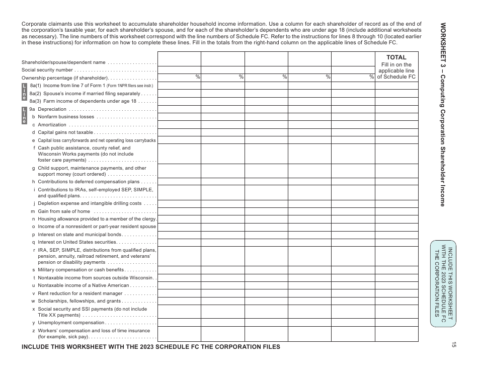 Instructions for Form I-025 Schedule FC Wisconsin Farmland Preservation Credit - Wisconsin, Page 15