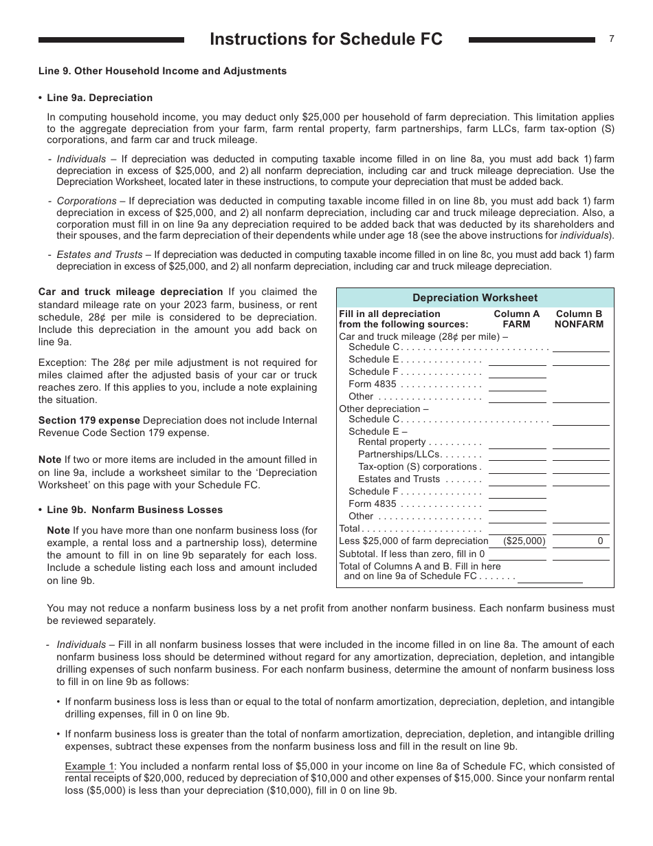 Instructions for Form I-025 Schedule FC Wisconsin Farmland Preservation Credit - Wisconsin, Page 7