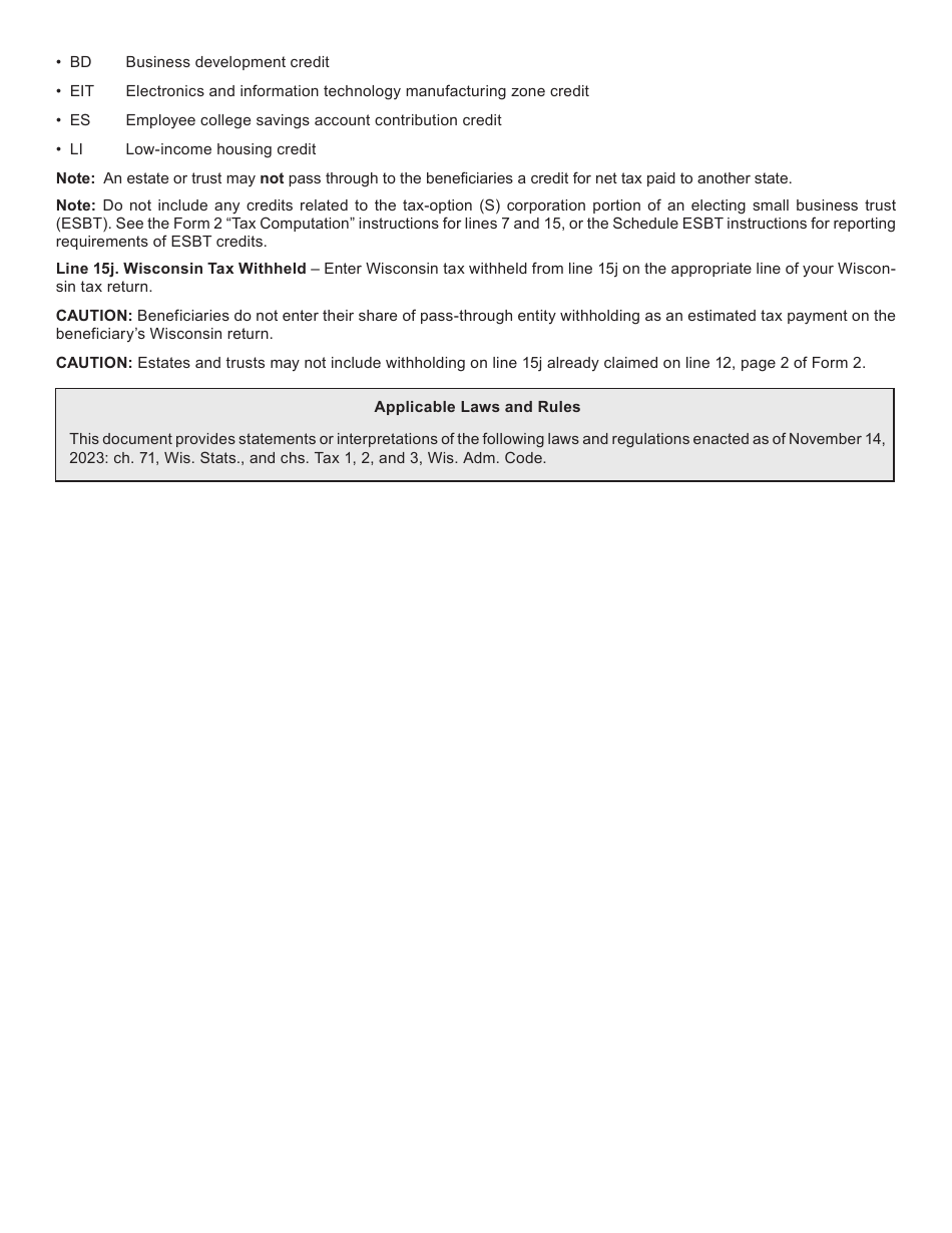 Instructions for Form I-021 Schedule 2K-1 Beneficiarys Share of Income, Deductions, Etc. - Wisconsin, Page 3