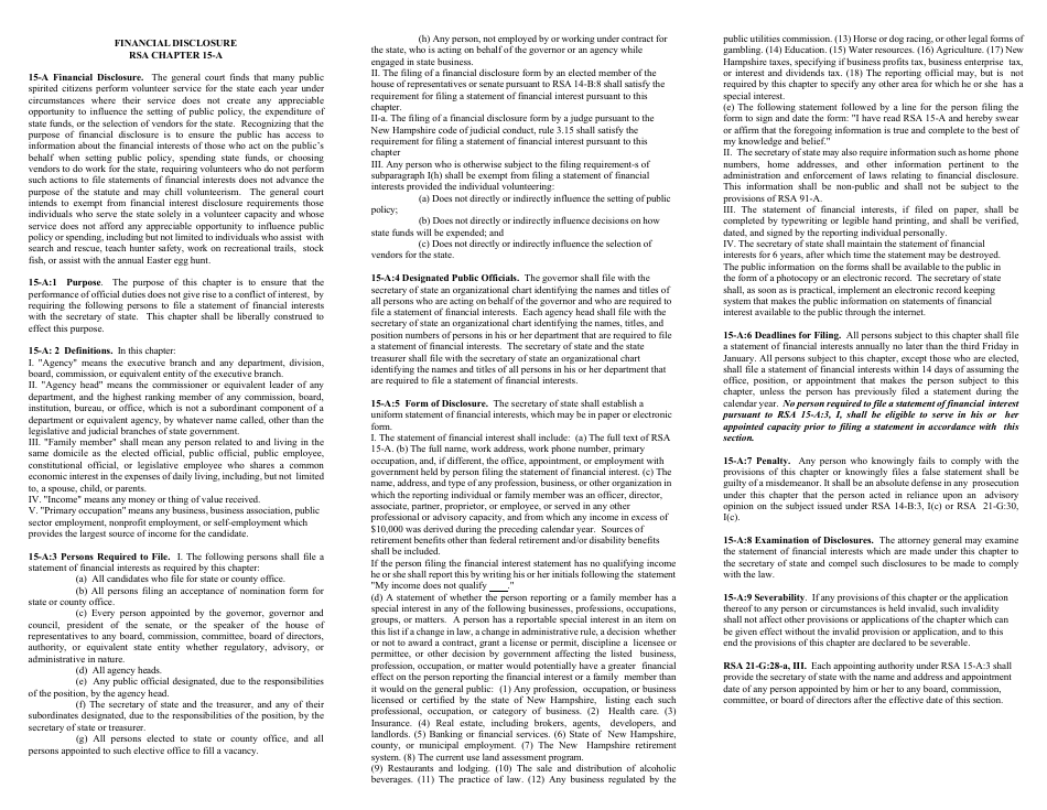 Statement of Financial Interests - Rsa 15-a - New Hampshire, Page 2