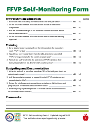 Ffvp Self-monitoring Form - Arizona, Page 2
