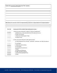 School Breakfast Program on-Site Monitoring Form - Arizona, Page 3