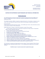 Document preview: DMS Form CM01 Contractor Experience Questionnaire and Financial Information - Florida