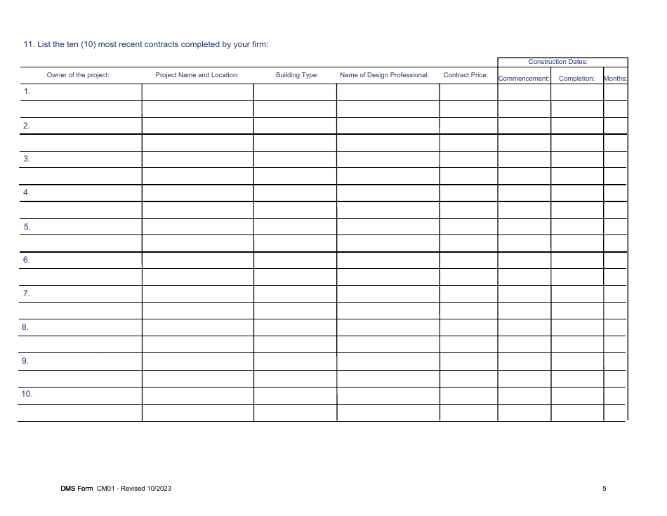 DMS Form CM01 - Fill Out, Sign Online and Download Fillable PDF ...