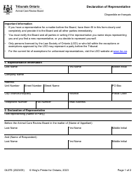 Document preview: Form 0427E Declaration of Representative - Ontario, Canada