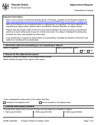 Document preview: Form 0428E Adjournment Request - Ontario, Canada
