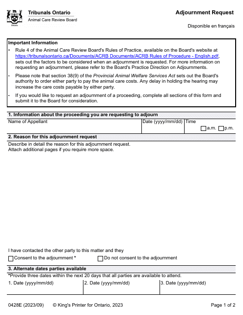 Form 0428E  Printable Pdf