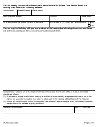 Form 0424E Summons to a Witness - Ontario, Canada, Page 2