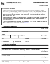 Document preview: Forme 0427F Declaration Du Representant - Ontario, Canada (French)