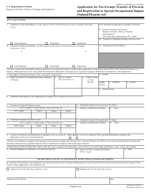 ATF Form 3 (5320.3)  Printable Pdf
