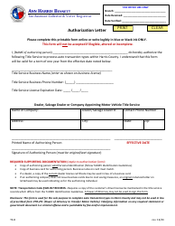 Document preview: Form TS-8 Authorization Letter - Harris County, Texas