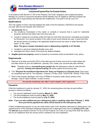 Form PT-DQP-22 Request for Installment Agreement for Taxes on Property in a Disaster Area - Harris County, Texas, Page 2